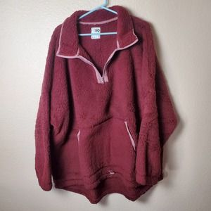 Kohl's SO Warm Fuzzy Fleece 1/4 Zip Pullover Sweater Burgundy 3x